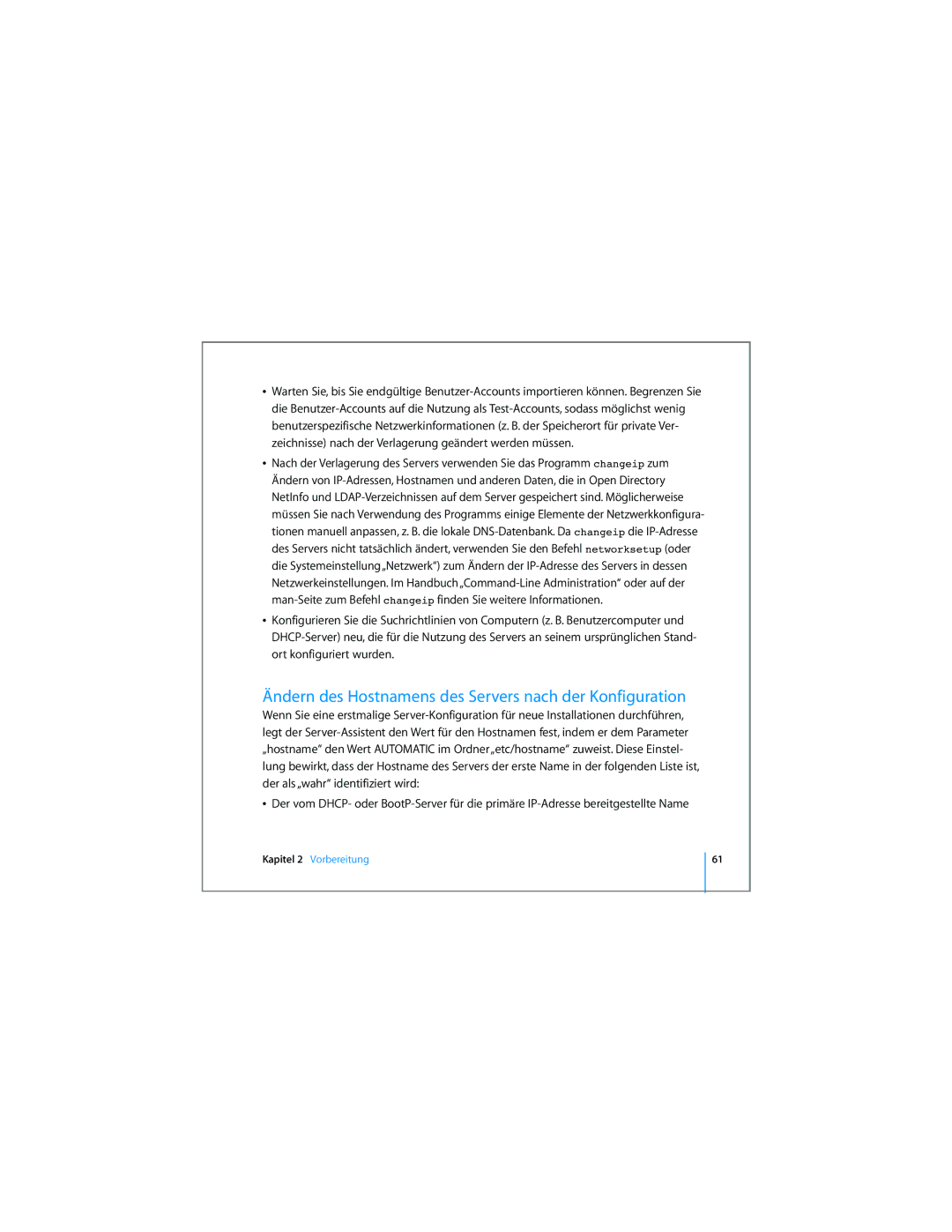 Apple D019-0740-A / 21.07.065 manual Ändern des Hostnamens des Servers nach der Konfiguration 