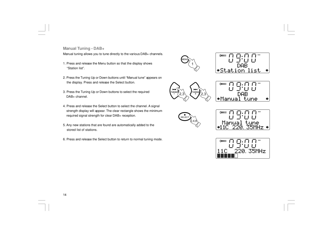 Apple DDR-43+ manual Manual Tuning DAB+ 