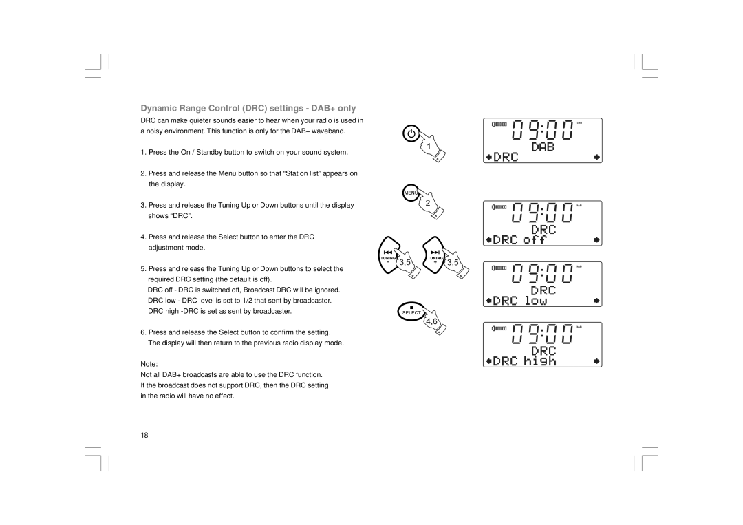 Apple DDR-43+ manual Dynamic Range Control DRC settings DAB+ only 