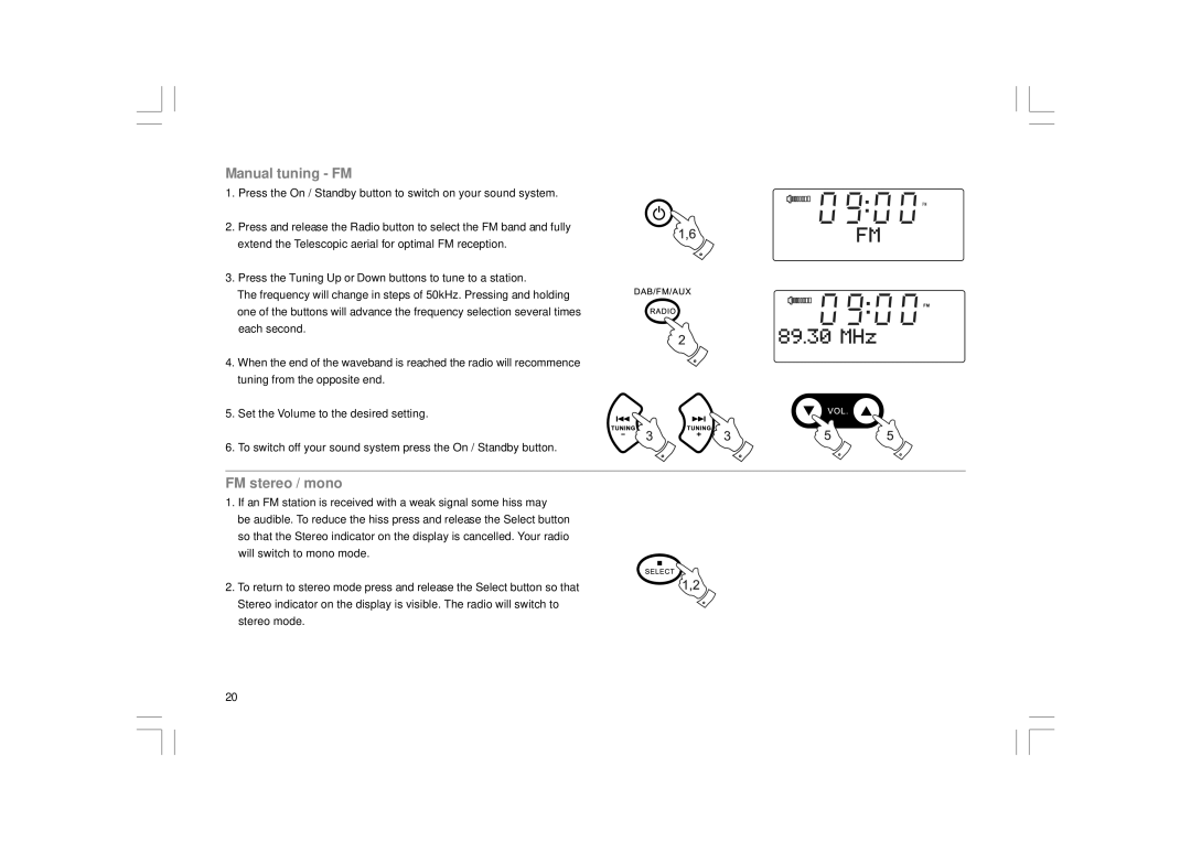 Apple DDR-43+ manual Manual tuning FM, FM stereo / mono 