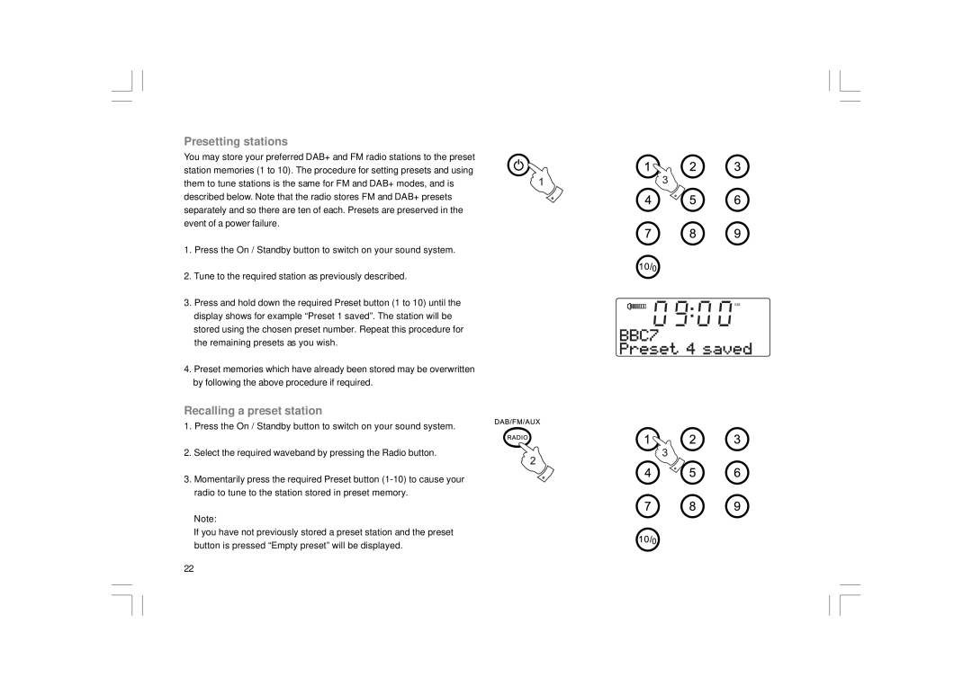 Apple DDR-43+ manual Presetting stations, Recalling a preset station 