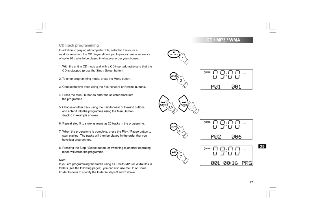 Apple DDR-43+ manual CD track programming, Addition to playing of complete CDs, selected tracks, or a 