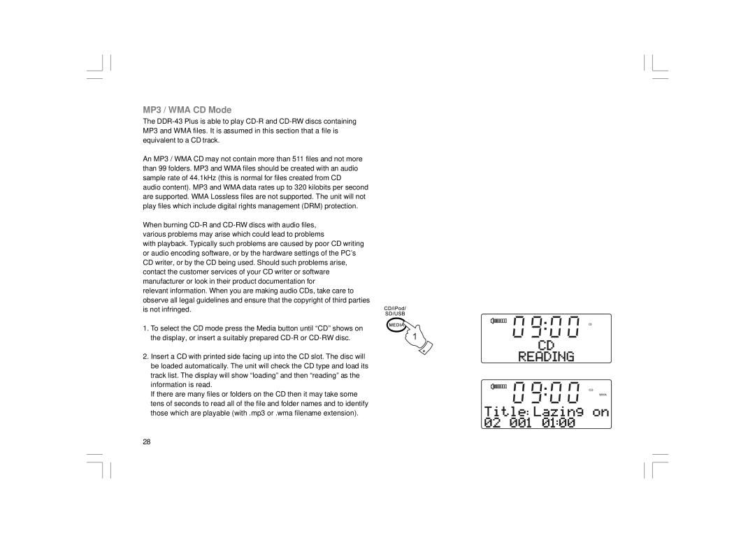 Apple DDR-43+ manual MP3 / WMA CD Mode 