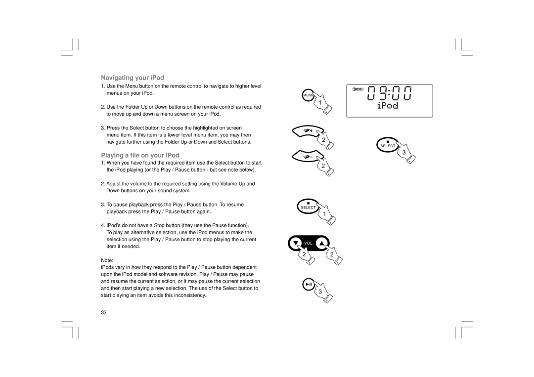 Apple DDR-43+ manual Navigating your iPod, Playing a file on your iPod 