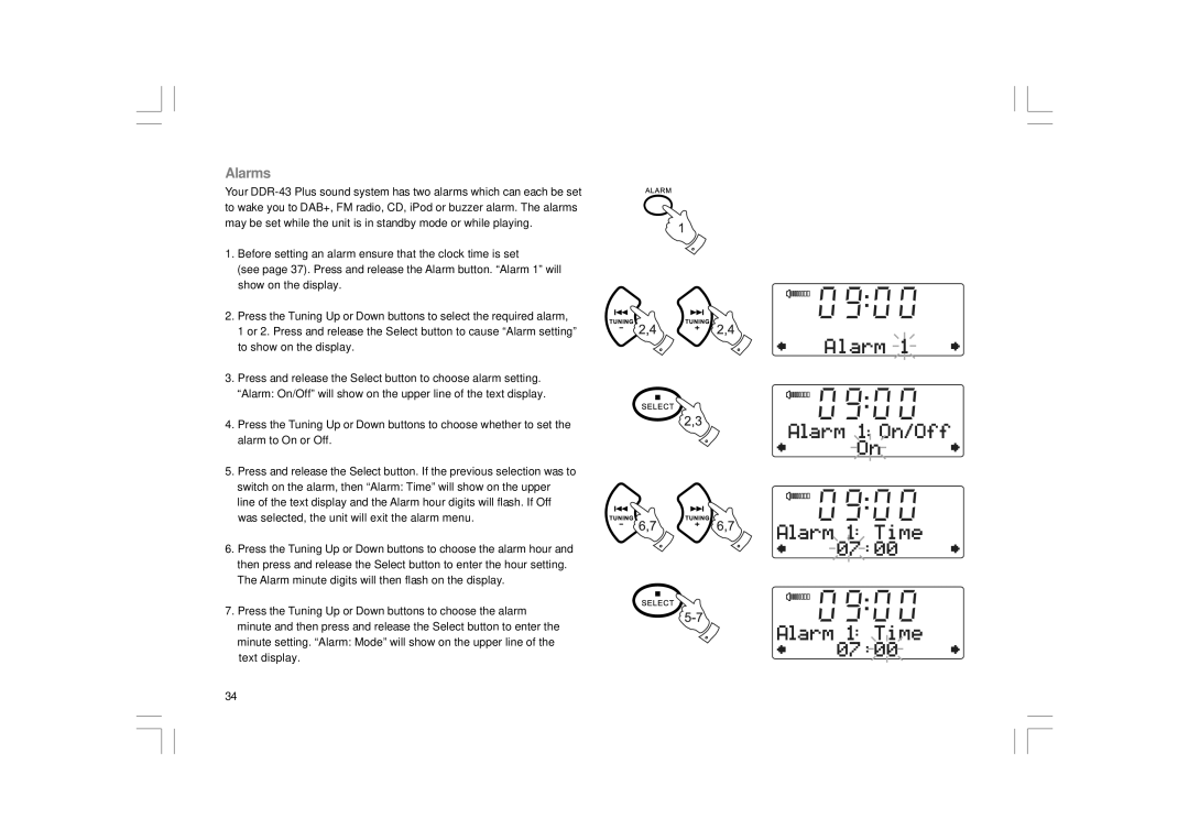 Apple DDR-43+ manual Alarms 