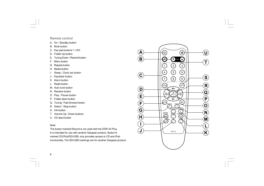 Apple DDR-43+ manual Remote control 