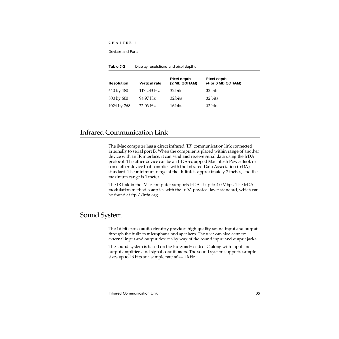 Apple Desktop Computer manual Infrared Communication Link, Sound System 