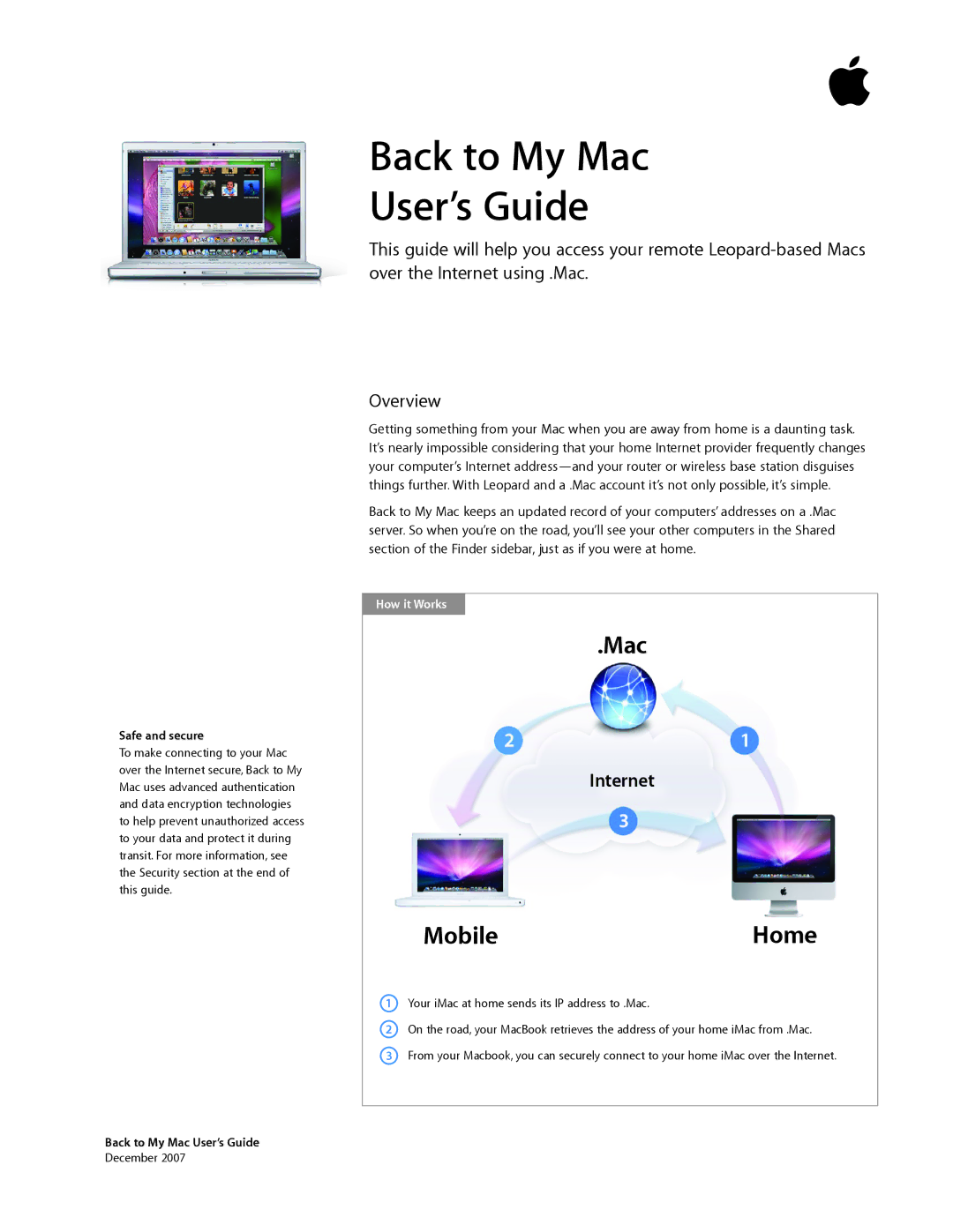 Apple Desktop PC manual Back to My Mac User’s Guide 