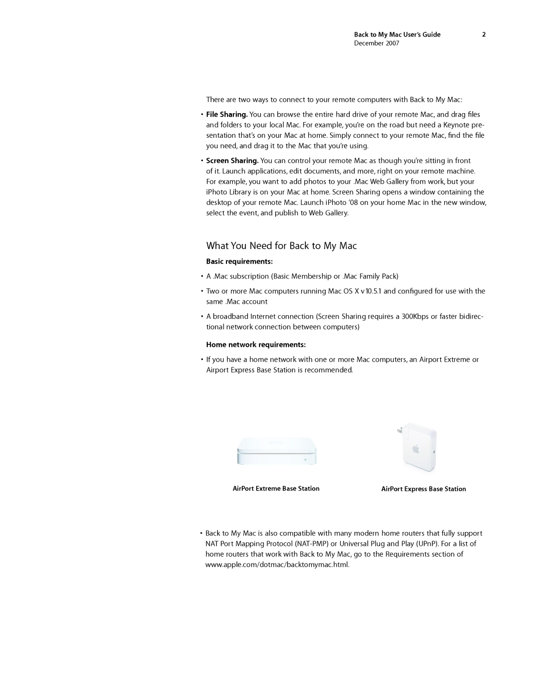 Apple Desktop PC manual What You Need for Back to My Mac, Basic requirements, Home network requirements 