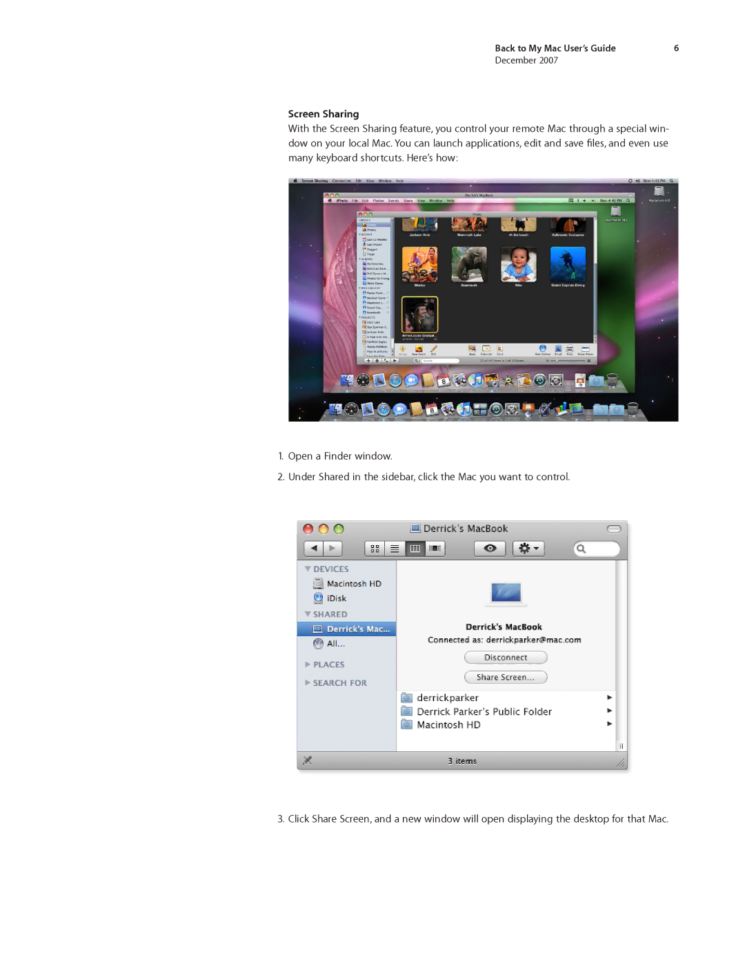 Apple Desktop PC manual Screen Sharing 