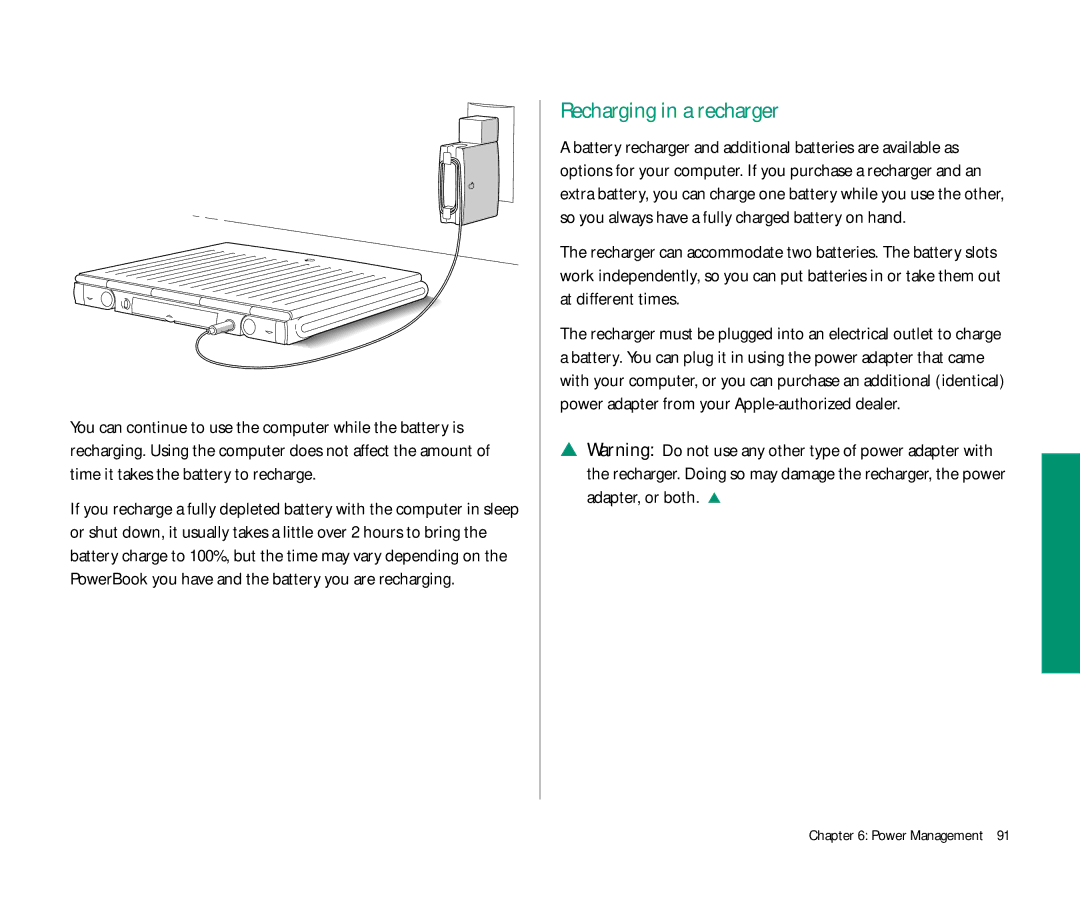 Apple Duo 270C manual Recharging in a recharger 