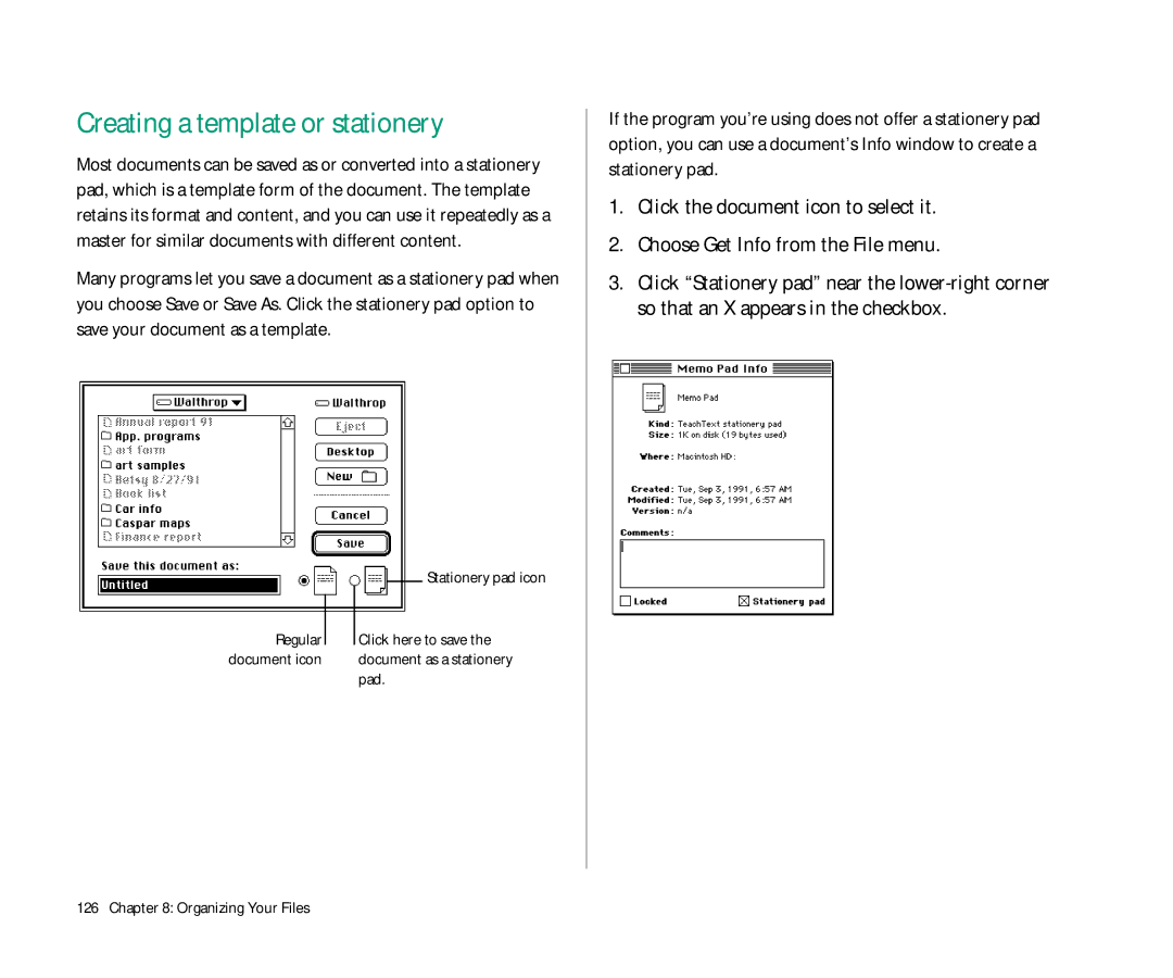 Apple Duo 270C manual Creating a template or stationery 