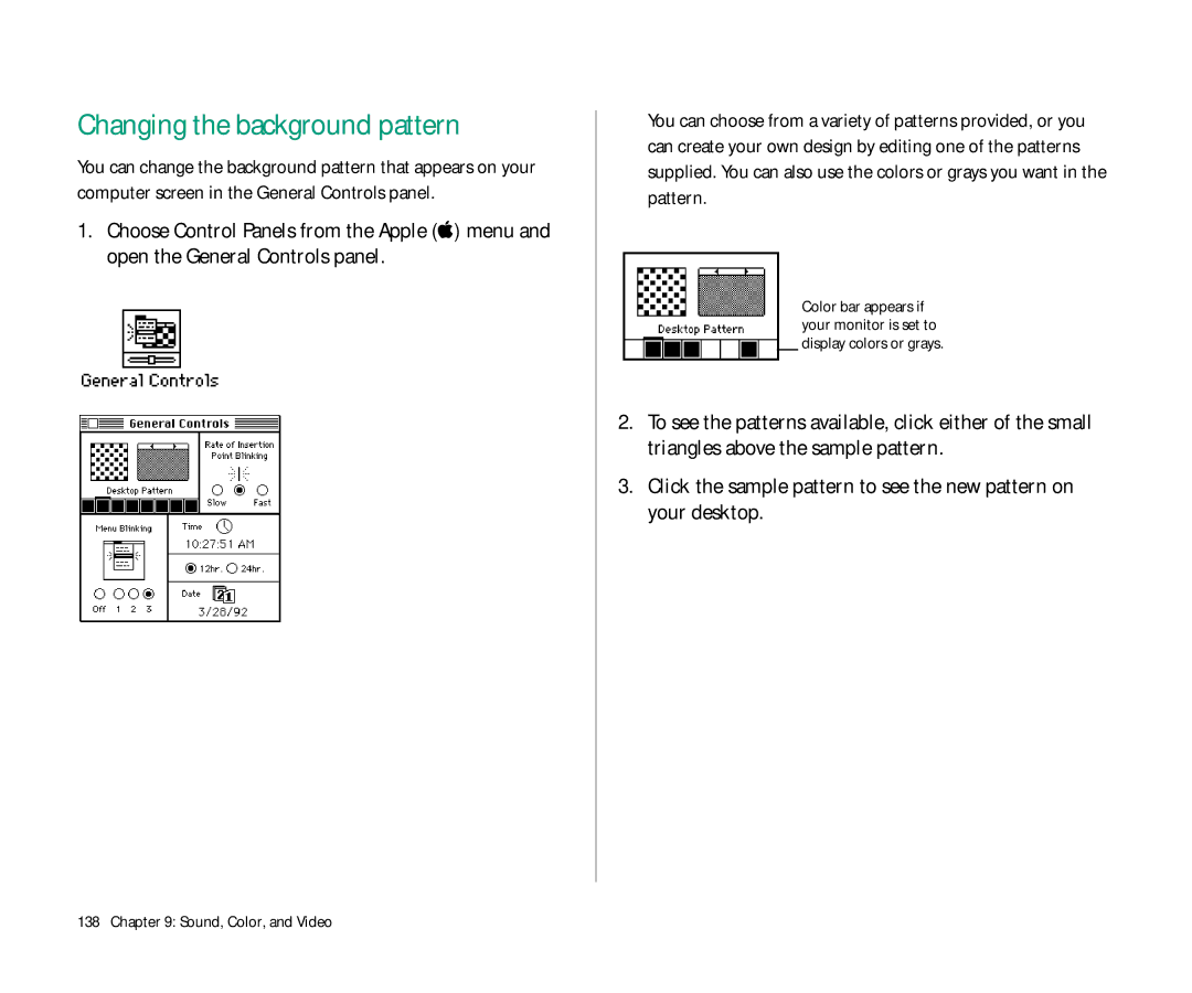 Apple Duo 270C manual Changing the background pattern 