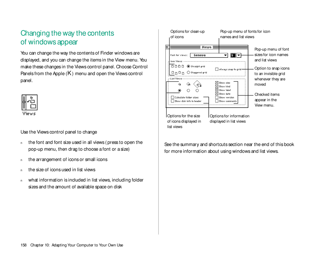 Apple Duo 270C manual Changing the way the contents of windows appear 