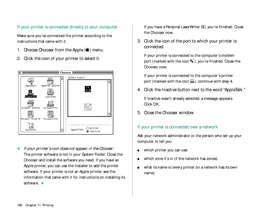 Apple Duo 270C manual If your printer is connected directly to your computer, If your printer is connected over a network 