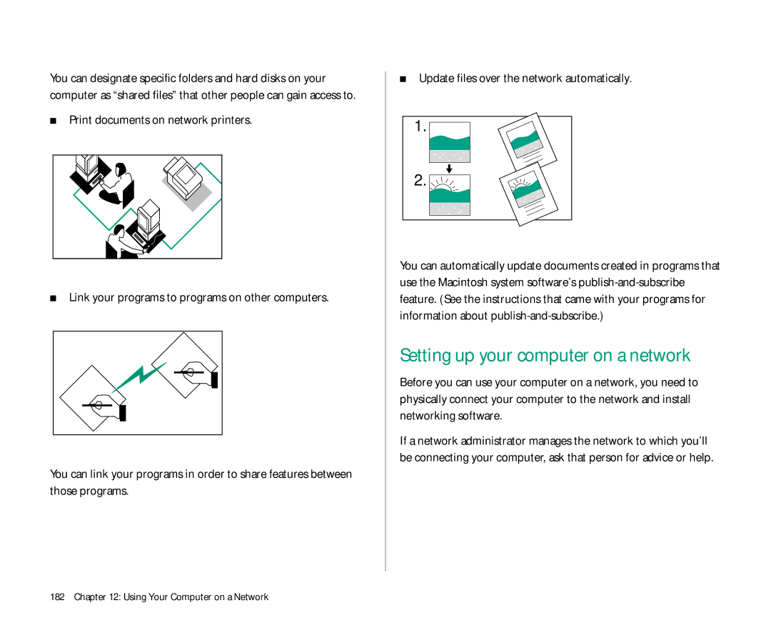 Apple Duo 270C manual Setting up your computer on a network, Using Your Computer on a Network 