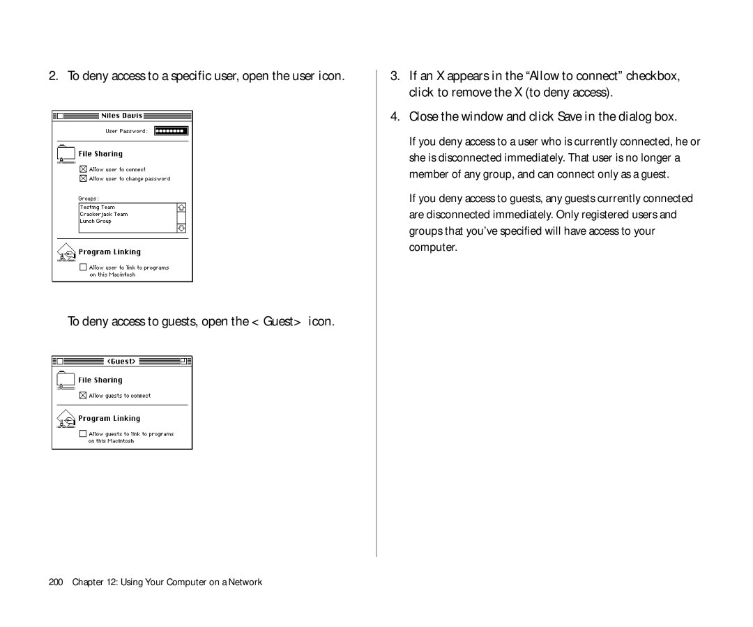 Apple Duo 270C manual To deny access to guests, open the Guest icon 