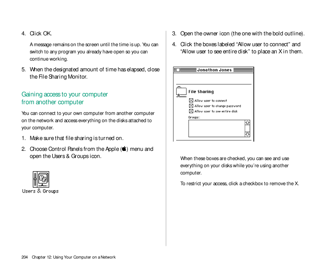 Apple Duo 270C manual Gaining access to your computer from another computer 