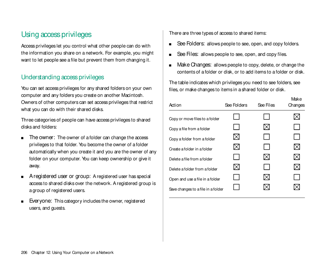 Apple Duo 270C manual Using access privileges, Understanding access privileges 