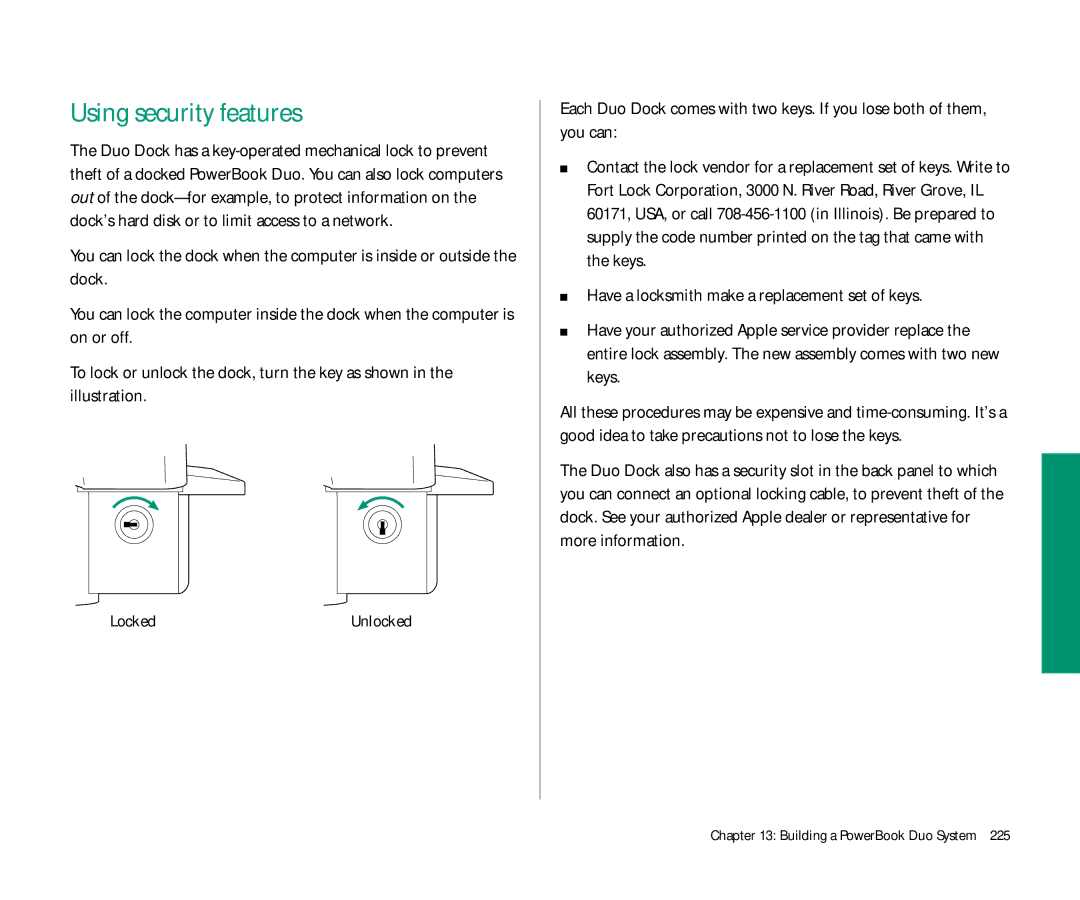 Apple Duo 270C manual Using security features 