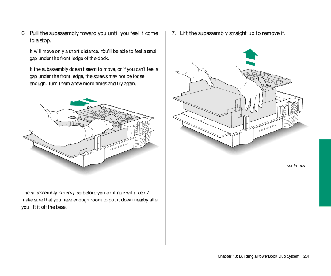 Apple Duo 270C manual Lift the subassembly straight up to remove it 