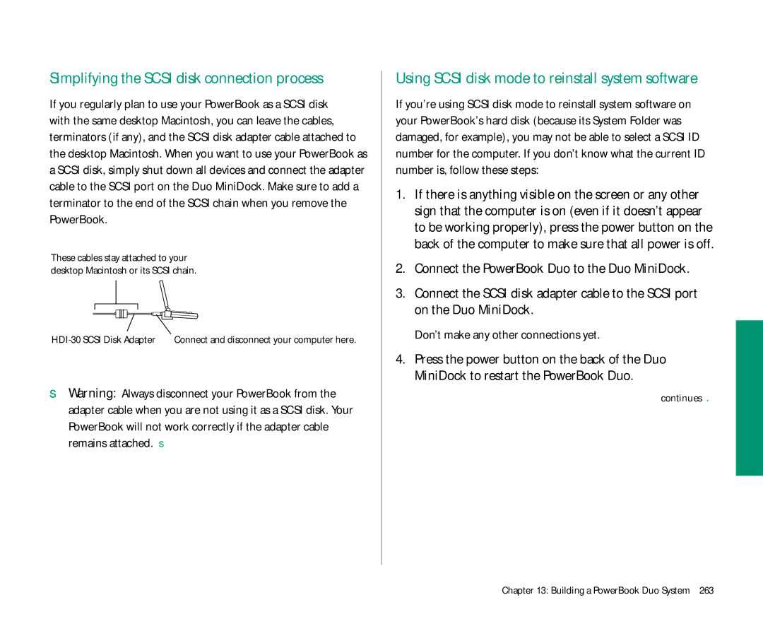 Apple Duo 270C manual Simplifying the Scsi disk connection process, Don’t make any other connections yet 