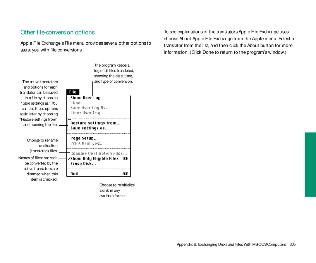 Apple Duo 270C manual Other file-conversion options 