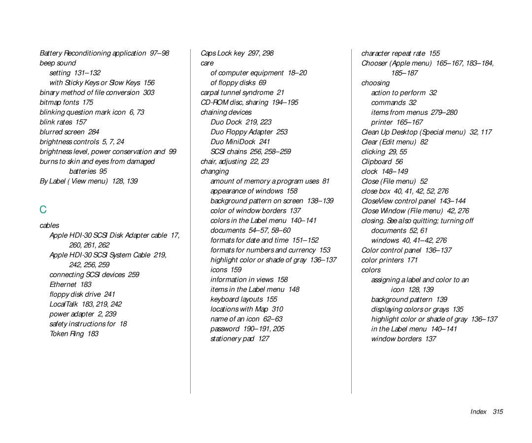 Apple Duo 270C Battery Reconditioning application 97-98beep sound Setting, Blinking question mark icon 6, 73 blink rates 
