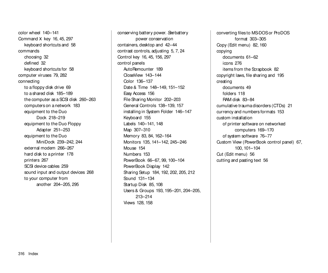 Apple Duo 270C manual Keyboard shortcuts and 58 commands, Another 204-205, AutoRemounter, File Sharing Monitor 