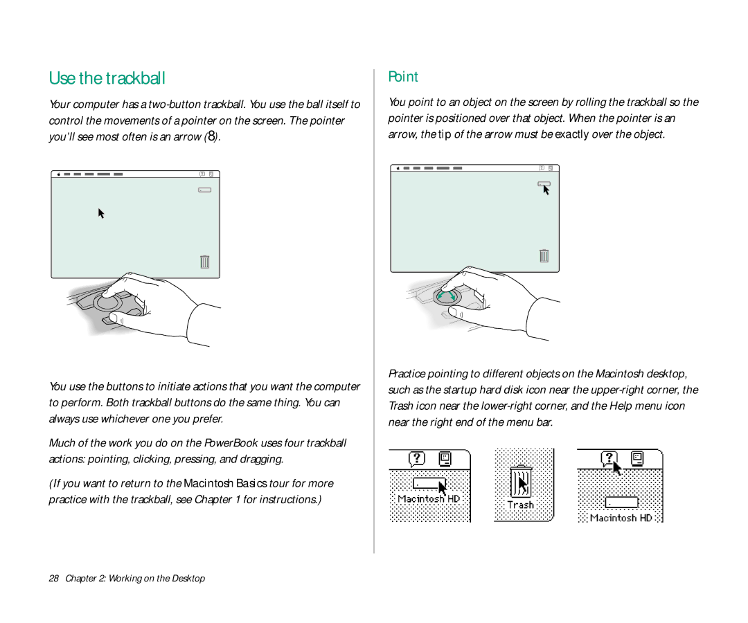 Apple Duo 270C manual Use the trackball, Point 