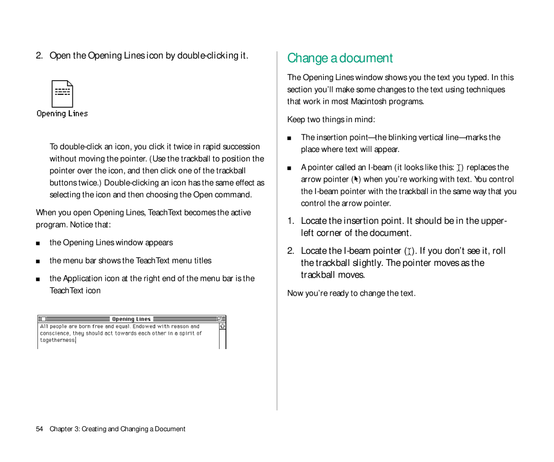 Apple Duo 270C manual Change a document, Now you’re ready to change the text 