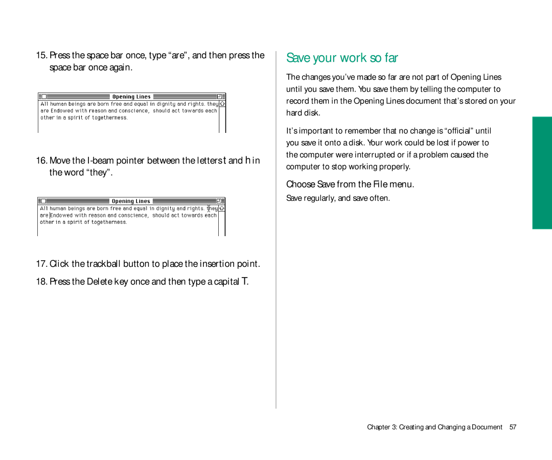 Apple Duo 270C manual Save your work so far, Save regularly, and save often 