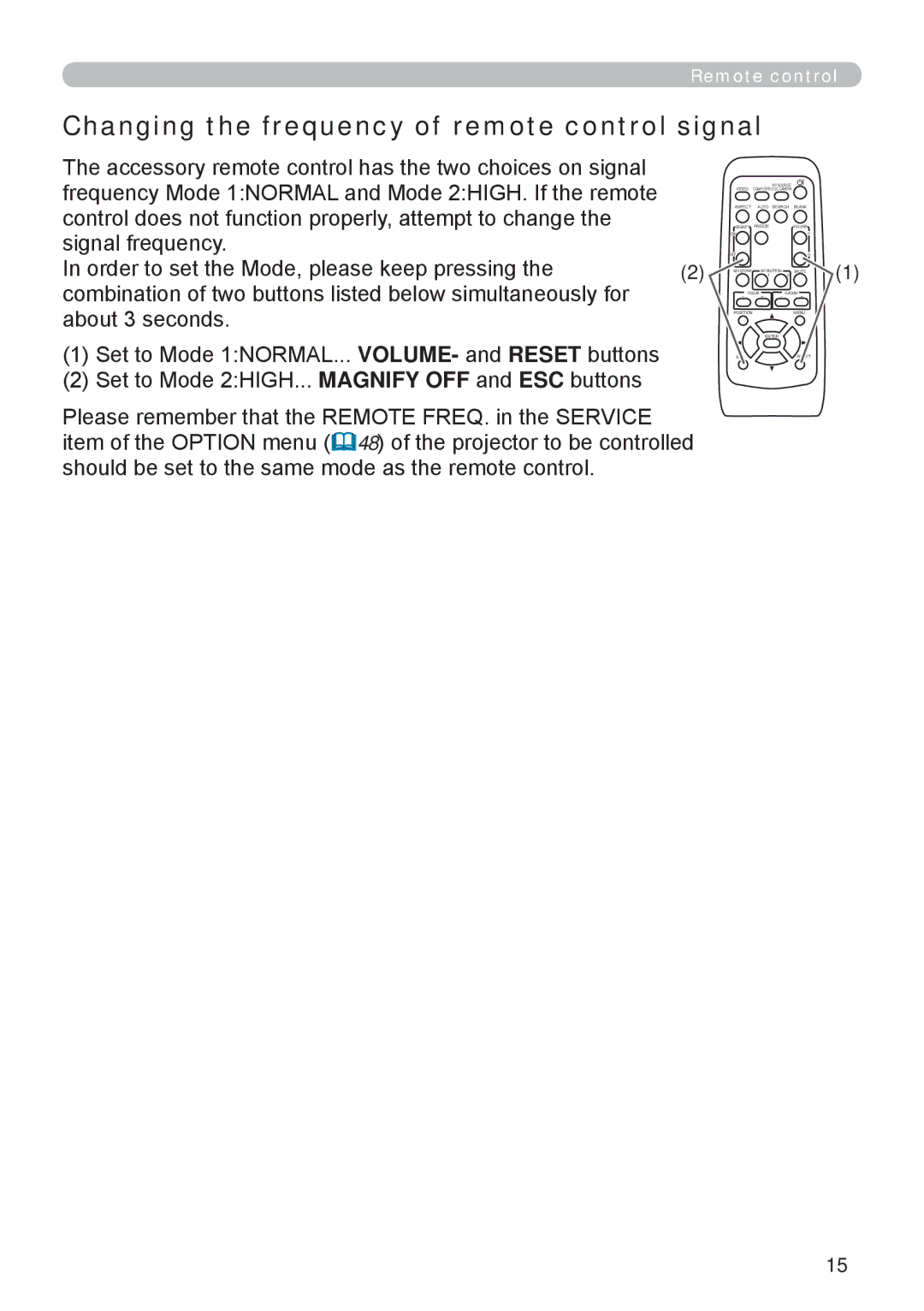 Apple ED-A101, ED-A111 manual Changing the frequency of remote control signal 