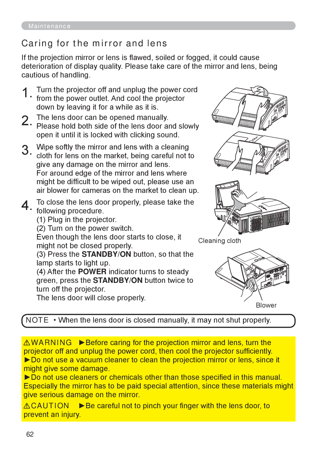 Apple ED-A111, ED-A101 manual Caring for the mirror and lens, Blower 