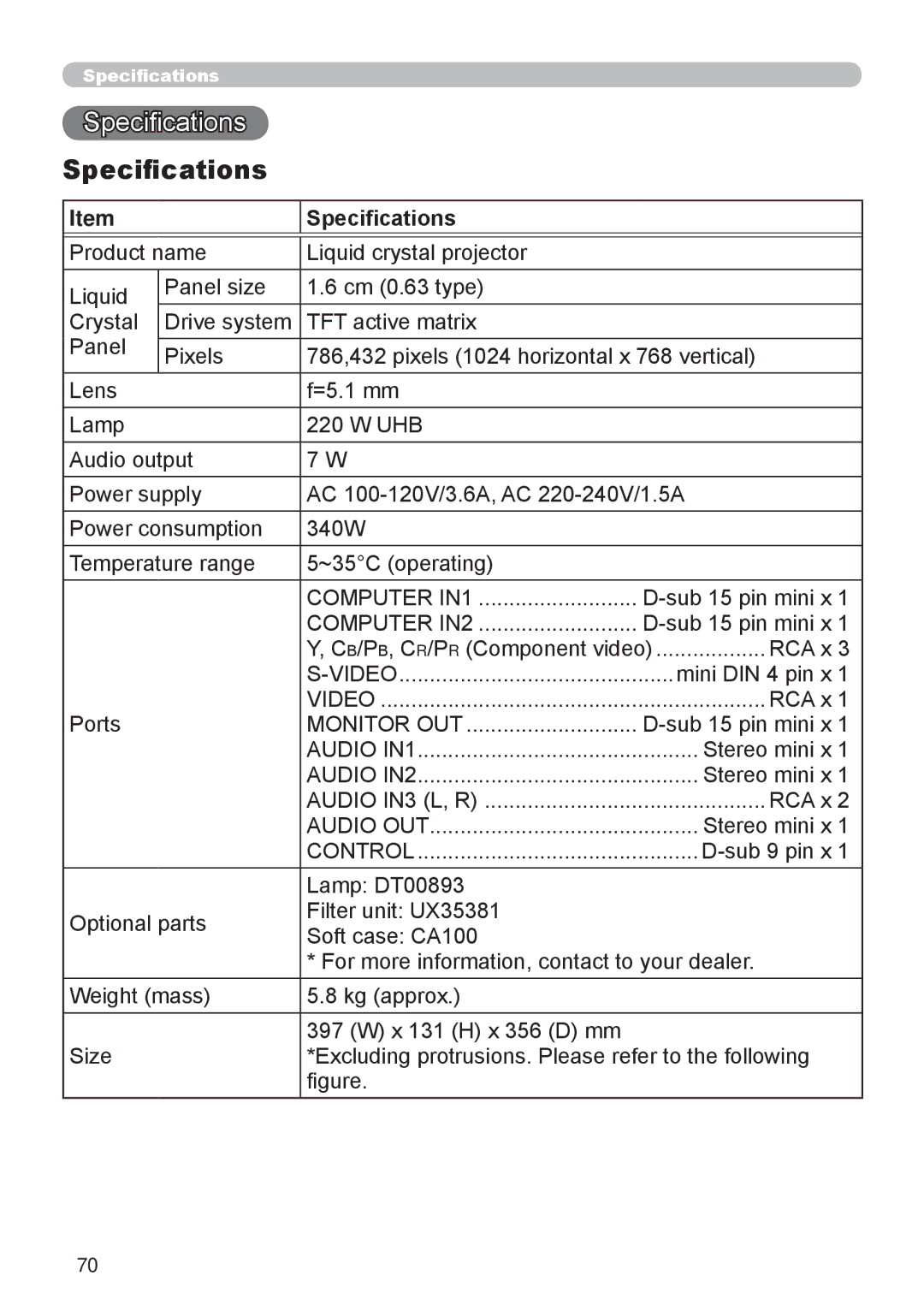 Apple ED-A111, ED-A101 manual Specifications, RCA x 