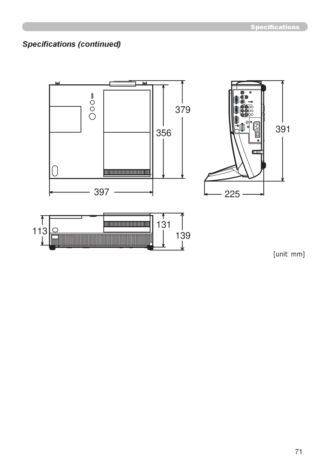 Apple ED-A101, ED-A111 manual 356, 225, 131, Specifications, Unit mm 