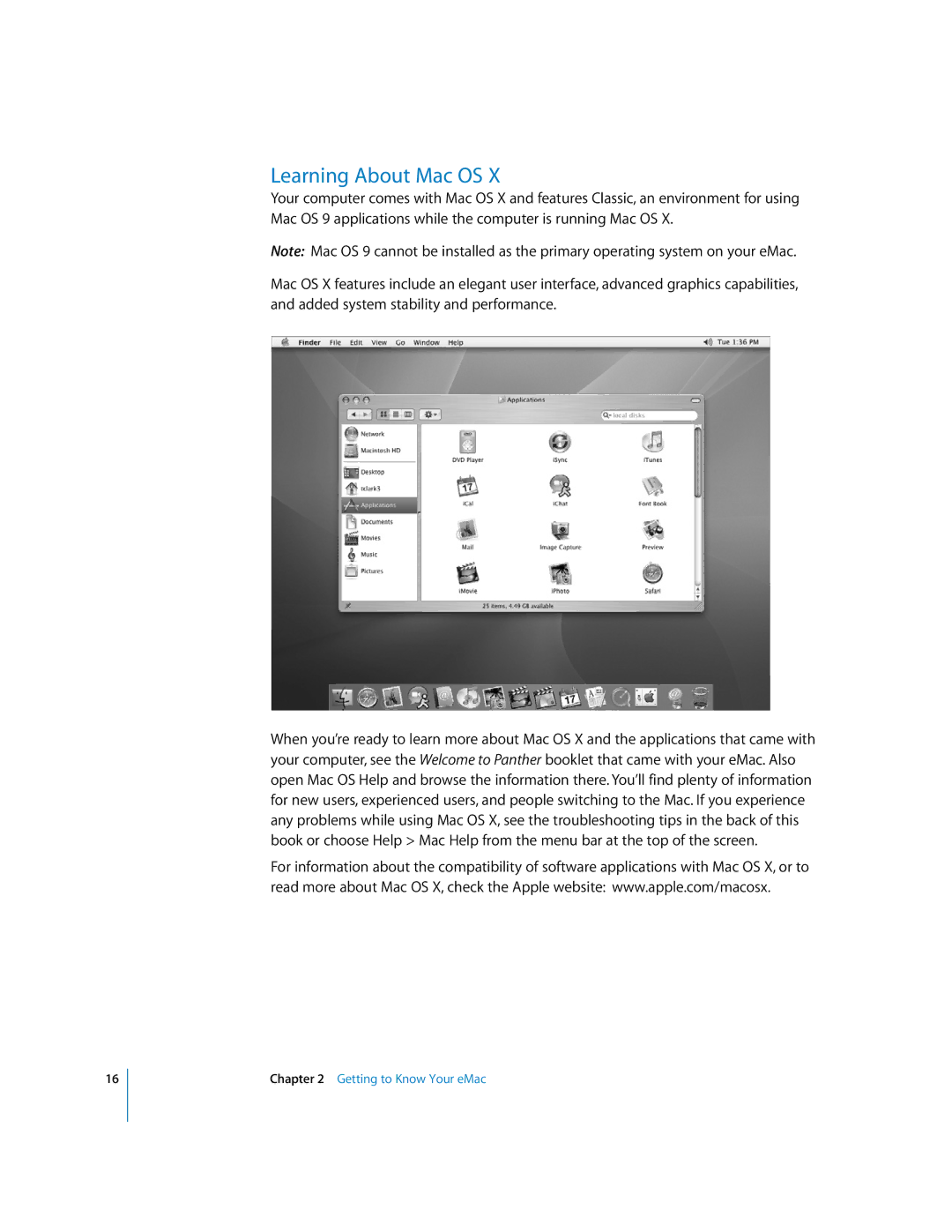 Apple EMac manual Learning About Mac OS 