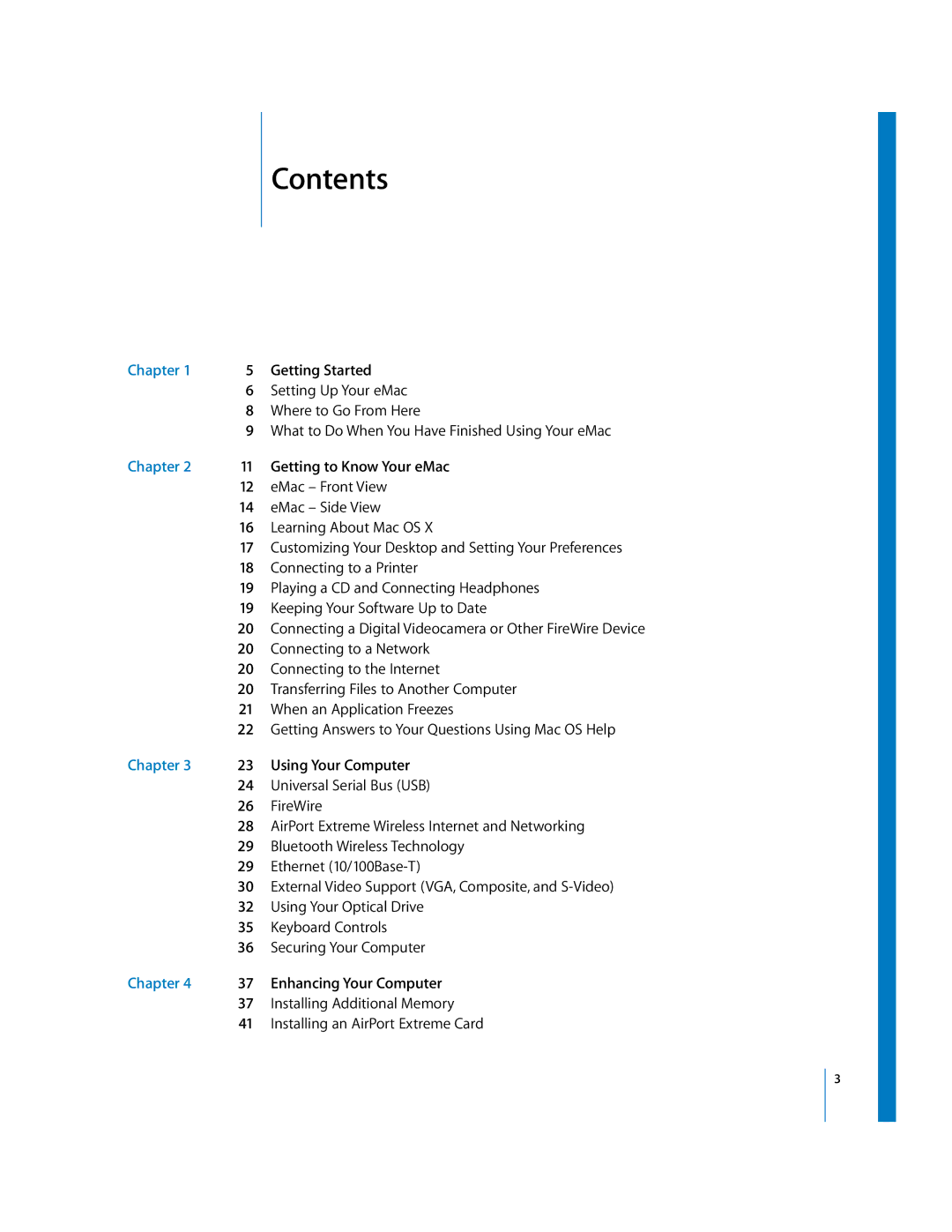 Apple EMac manual Contents 