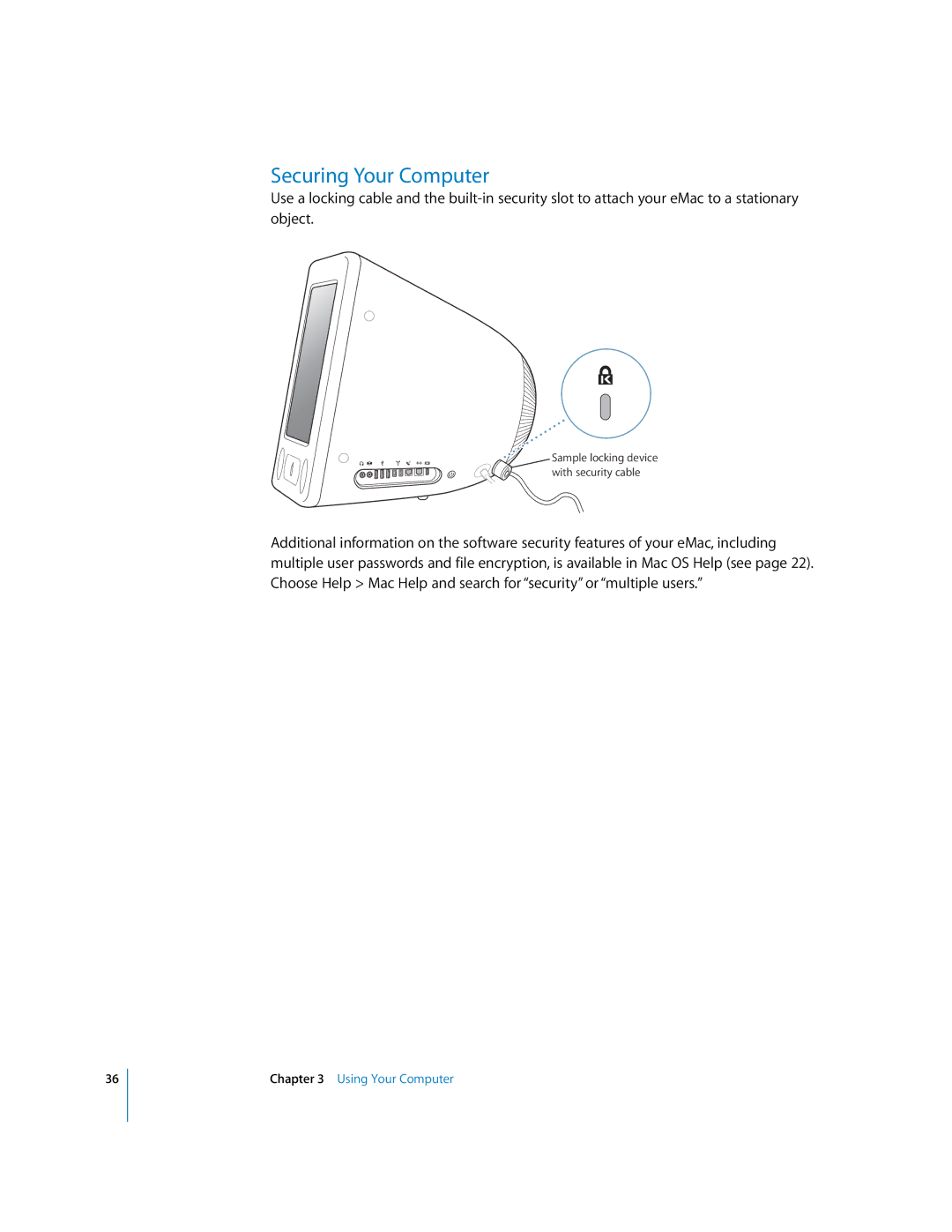 Apple EMac manual Securing Your Computer 