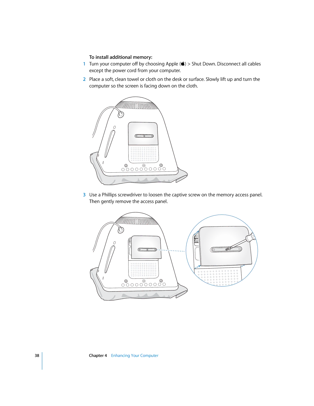 Apple EMac manual To install additional memory 