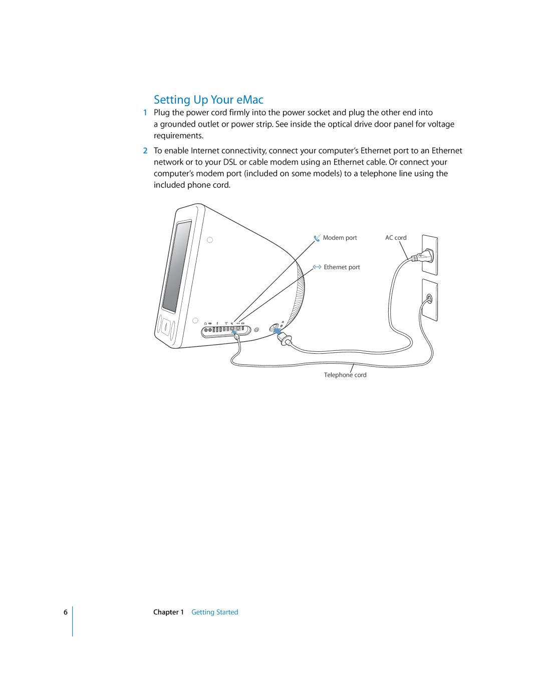 Apple EMac manual Setting Up Your eMac 