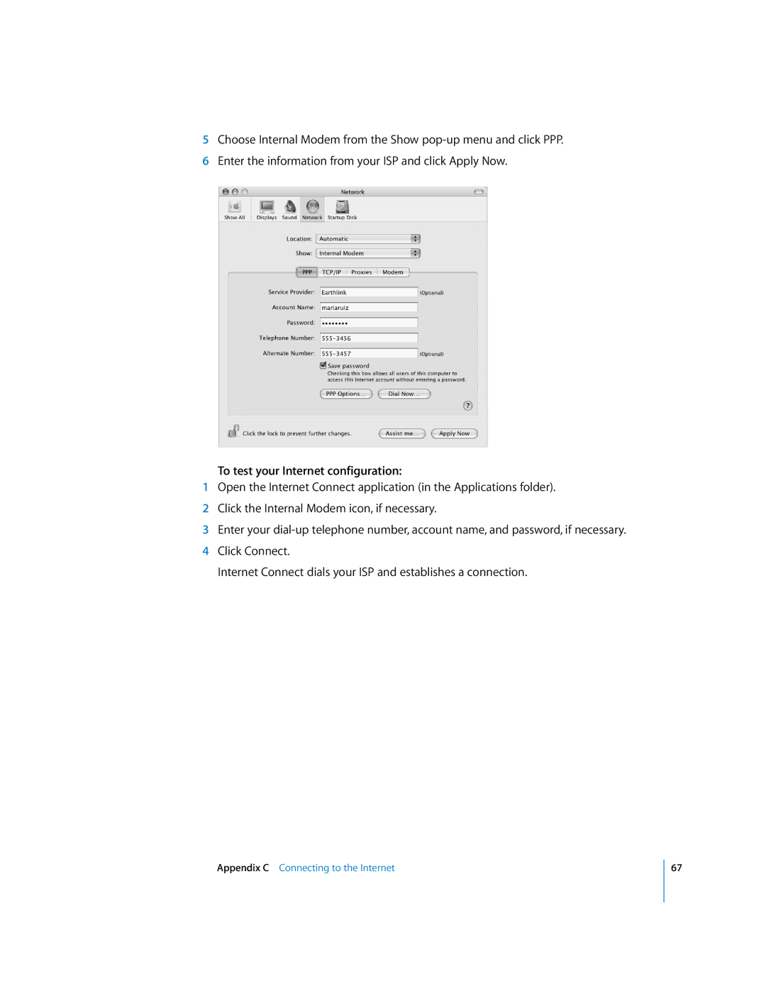 Apple EMac manual To test your Internet configuration 