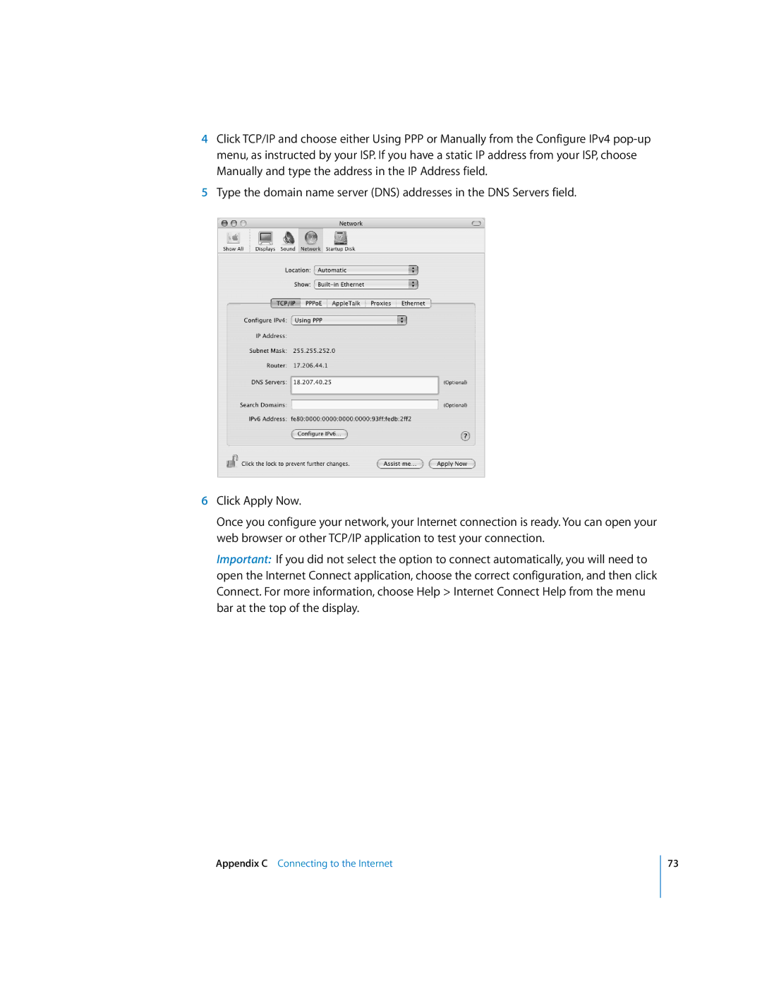 Apple EMac manual Appendix C Connecting to the Internet 