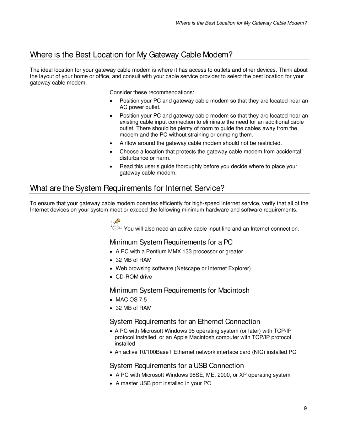 Apple EPR2320TM, DPR2320TM manual Where is the Best Location for My Gateway Cable Modem? 