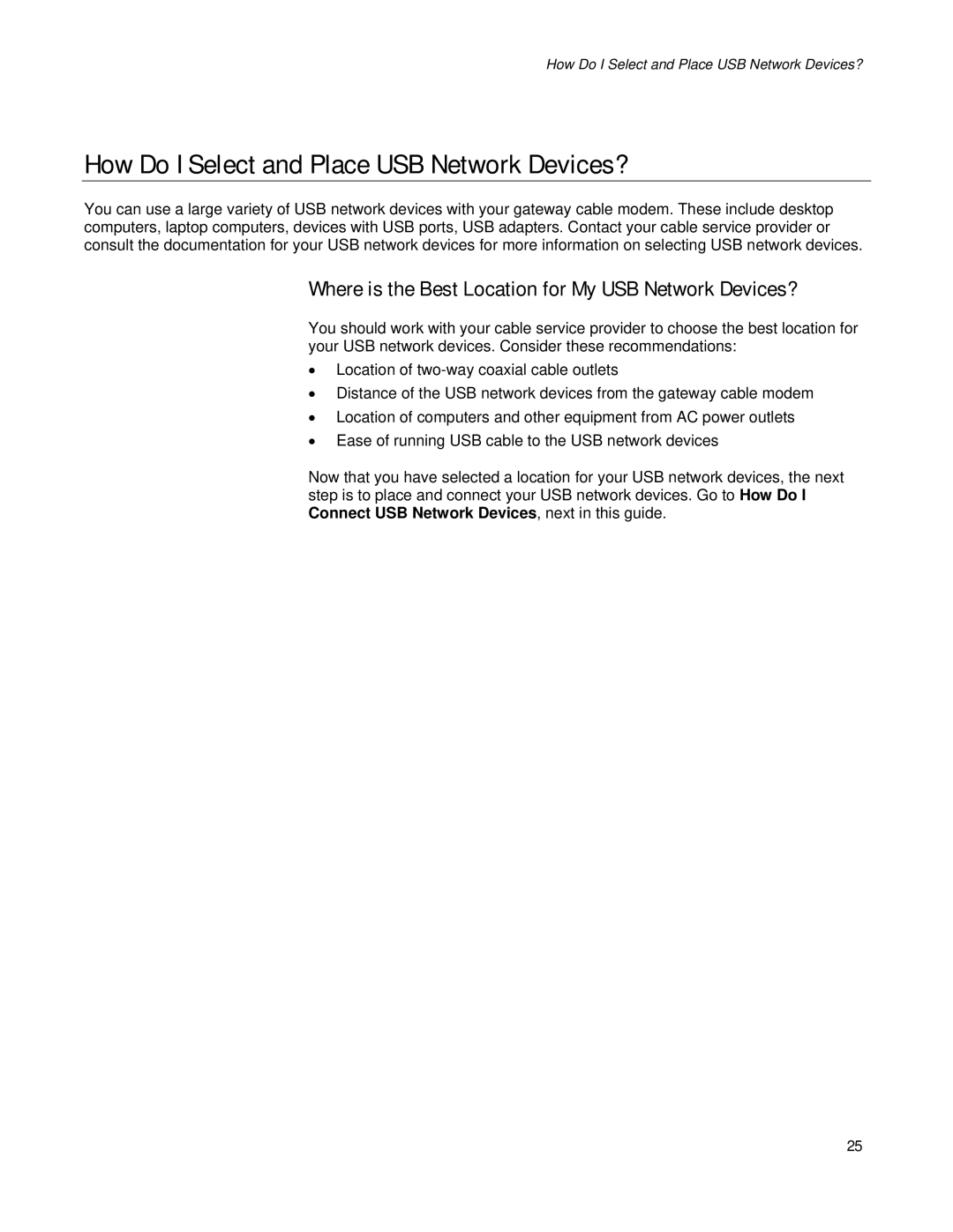 Apple EPR2320TM How Do I Select and Place USB Network Devices?, Where is the Best Location for My USB Network Devices? 