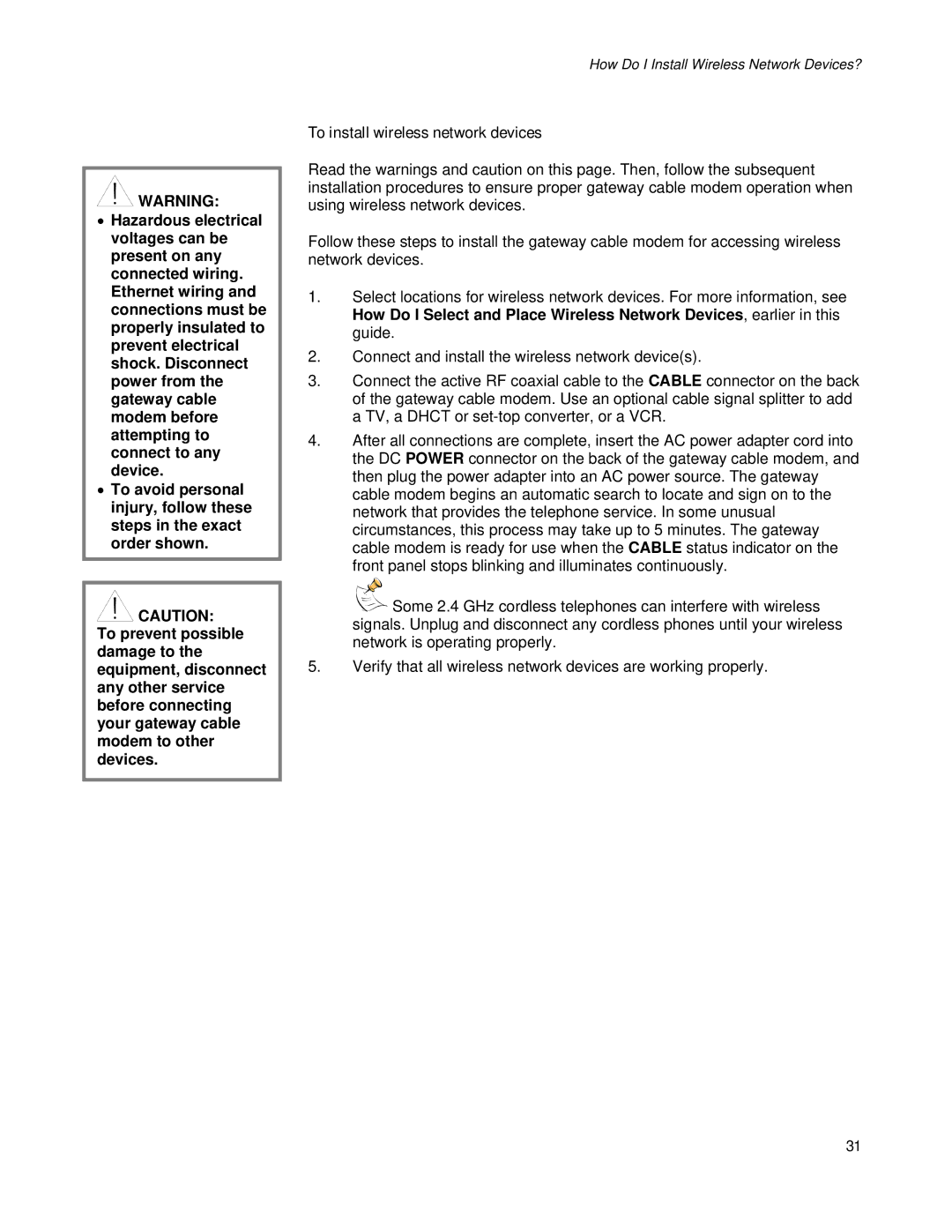 Apple EPR2320TM, DPR2320TM manual To install wireless network devices 