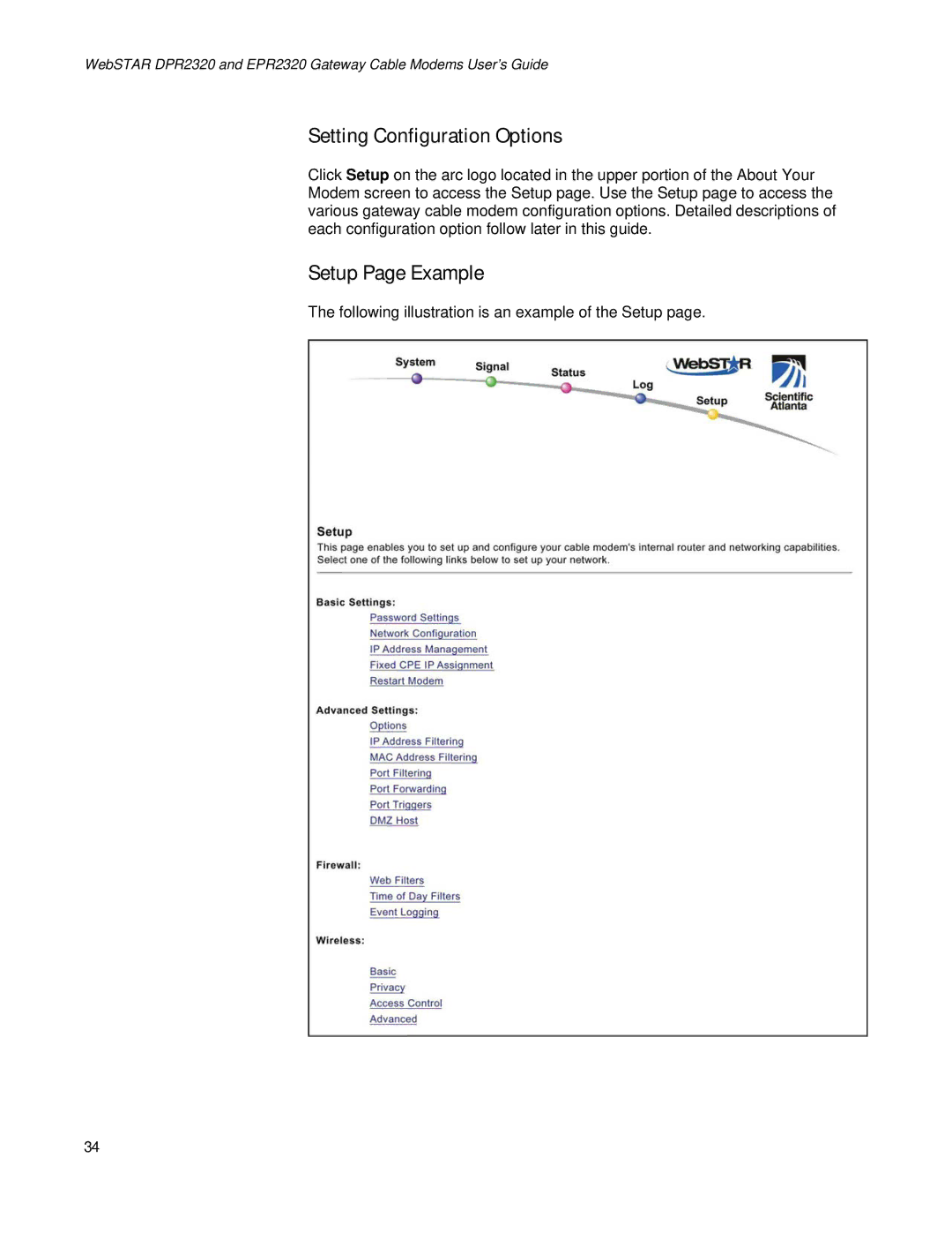 Apple DPR2320TM, EPR2320TM manual Setting Configuration Options, Setup Page Example 