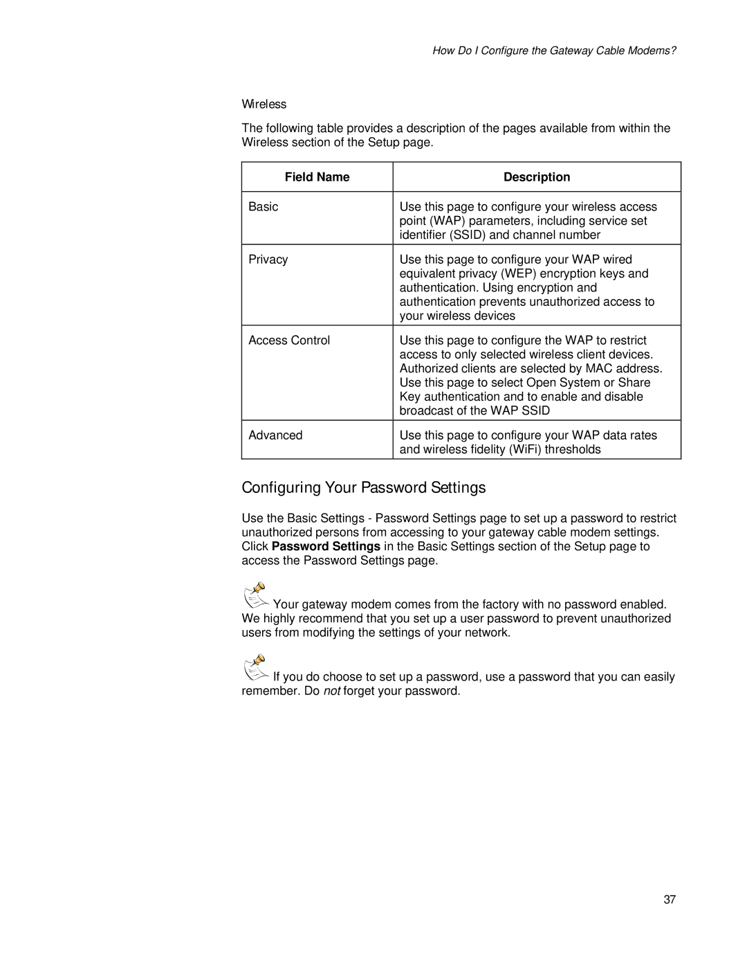 Apple EPR2320TM, DPR2320TM manual Configuring Your Password Settings, Wireless 