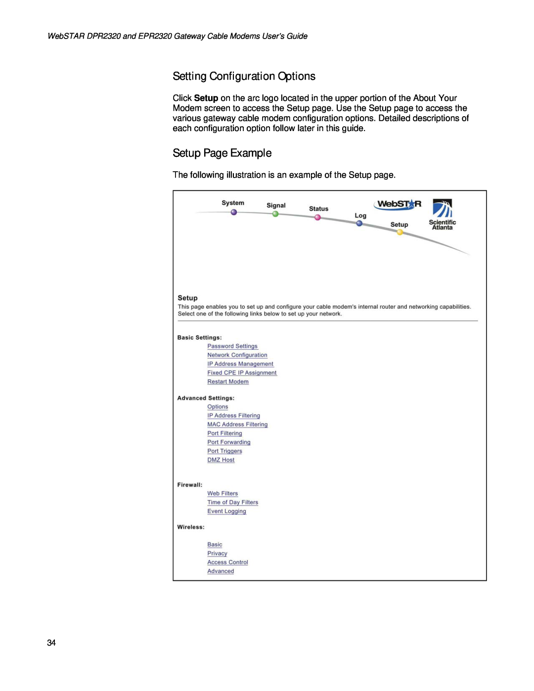 Apple DPR2320TM, EPR2320TM manual Setting Configuration Options, Setup Page Example 