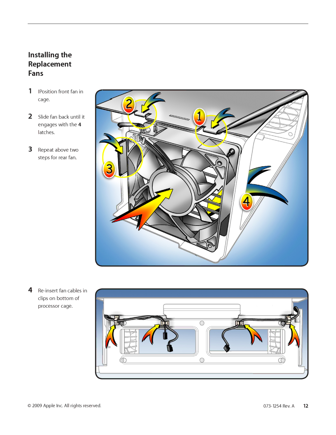 Apple Front and Rear, Processor Cage Fans warranty Installing Replacement Fans 